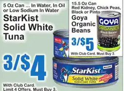 SuperFresh StarKist Solid White Tuna | Goya Organic Beans offer