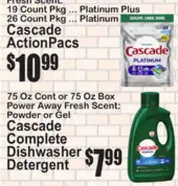 SuperFresh Cascade ActionPacs, Complete Dishwasher Detergent offer