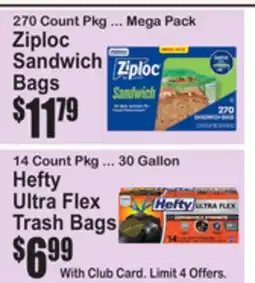 SuperFresh Ziploc Sandwich Bags, Hefty Ultra Flex Trash Bags offer