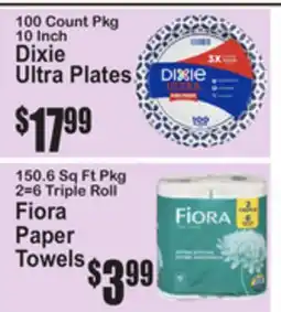 SuperFresh Dixie Ultra Plates, Fiora Paper Towels offer