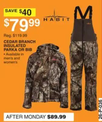 Dunham's Sports CEDAR BRANCH INSULATED PARKA OR BIB offer