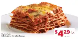 Family Fare Market Made Bulk Sweet or Hot Italian Sausage offer