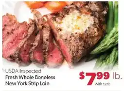 Family Fare Usda inspected fresh whole boneless new york strip loin offer