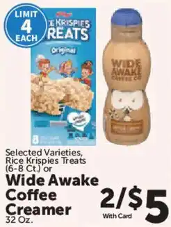 Food City Kelloggs rice krispies treats or wide awake coffee creamer offer