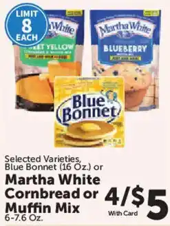 Food City Blue Bonnet or Martha White Cornbread or Muffin Mix offer