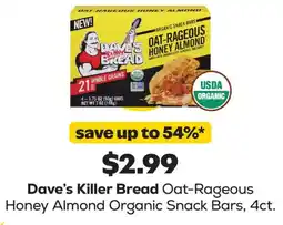 Grocery Outlet Dave's Killer Bread Oat-Rageous Honey Almond Organic Snack Bars offer