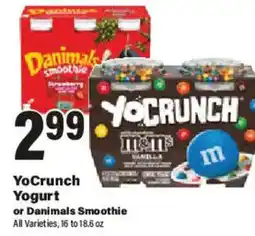 Big Y YoCrunch Yogurt or Danimals Smoothie offer