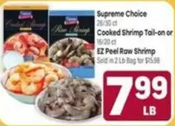 Tony’s Fresh Market Supreme Choice Cooked Shrimp Tail-on or EZ Peel Raw Shrimp offer