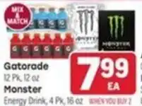 Tony’s Fresh Market Gatorade Monster Energy Drink offer