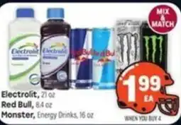 Tony’s Fresh Market Electrolyte, Red Bull, Monster, Energy Drinks offer