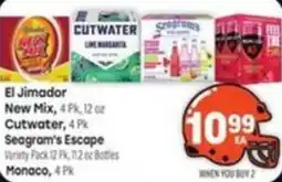 Tony’s Fresh Market El Jimador New Mix, Cutwater, Seagram's Escape, Monaco offer