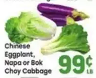 Tony’s Fresh Market Chinese Eggplant, Napa or Bok Choy Cabbage offer