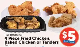 Food City Half Rotisserie, 4 Piece Fried Chicken, Baked Chicken or Tenders offer