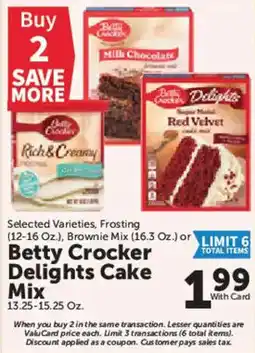 Food City Betty Crocker Delights Cake Mix offer