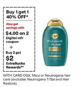 CVS Ogx ProGrowth + Peptide Shampoo offer