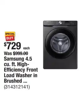 The Home Depot Samsung 4.5 cu. ft. High-Efficiency Front Load Washer in Brushed offer
