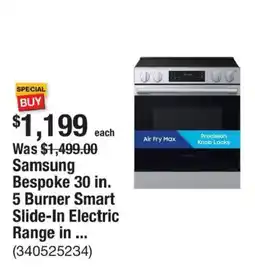 The Home Depot Samsung Bespoke 30 in. 5 Burner Smart Slide-In Electric Range offer