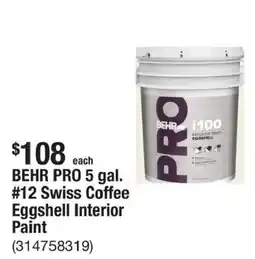 The Home Depot Behr pro eggshell interior paint offer