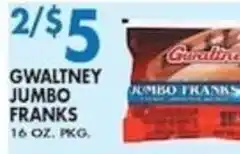 Compare Foods Gwaltney jumbo franks offer