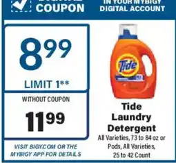Big Y Tide laundry detergent offer
