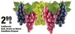 Big Y California red, green or black seedless grapes offer