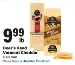 Big Y Boar's Head Vermont Cheddar or Mild Swiss offer