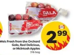 Weis Markets Weis Fresh from the Orchard Gala, Red Delicious, or McIntosh Apples offer