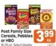 Tony’s Fresh Market Post Family Size Cereals, Pebbles or HBO offer