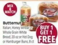 Tony’s Fresh Market Butternut Italian, Honey Wheat or Whole Grain White Bread or Hot Dog or Hamburger Buns offer