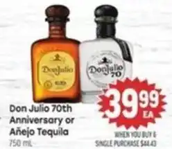 Tony’s Fresh Market Don Julio 70th Anniversary or Añejo Tequila offer