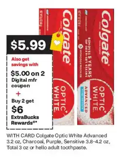 CVS Colgate Optic White Advanced toothpaste offer