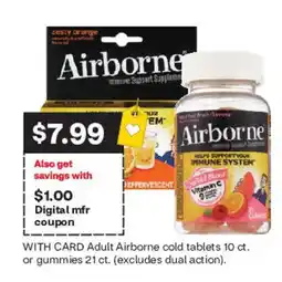 CVS Airborne Adult cold tablets or gummies offer