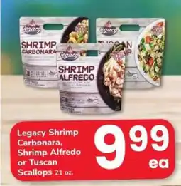 Safeway Legacy Shrimp Carbonara, Shrimp Alfredo or Tuscan Scallops offer
