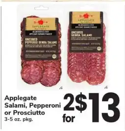 Safeway Applegate Salami, Pepperoni or Prosciutto offer