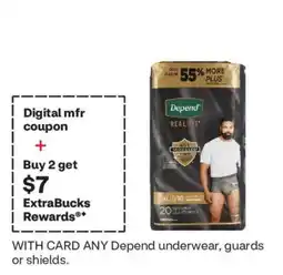 CVS Depend underwear, guards or shields offer