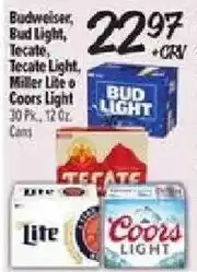 El Super Budweiser, Bud Light, Tecate, Tecate Light, Miller Lite or Coors Light offer