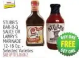 Ingles Markets Stubbs Bar-B-Q Sauce or Lawry's Marinade offer