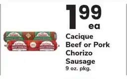 Safeway Cacique Beef or Pork Chorizo Sausage offer