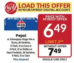 Big Y Pepsi or Schweppes Ginger Ale or Starry, All Varieties offer
