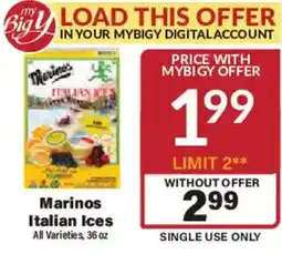 Big Y Marinos Italian Ices offer