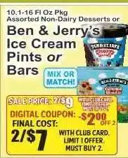 Key Food Ben & Jerry's Ice Cream Pints or Bars offer