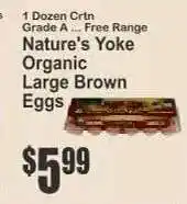 Key Food Nature's Yoke Organic Large Brown Eggs offer