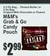 Key Food M&M's Grab & Go Candy Pouch offer