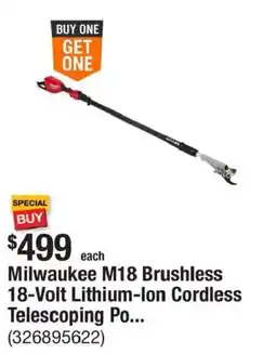 The Home Depot Milwaukee M18 Brushless 18-Volt Lithium-Ion Cordless Telescoping Po... offer