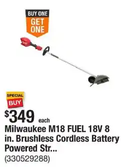 The Home Depot Milwaukee M18 FUEL 18V 8 in. Brushless Cordless Battery Powered Str... offer