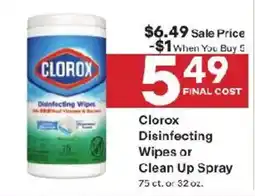 Coborn's Clorox Disinfecting Wipes or Clean Up Spray offer