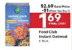 Coborn's Food Club Instant Oatmeal offer