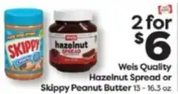 Weis Markets Weis Quality Hazelnut Spread or Skippy Peanut Butter offer