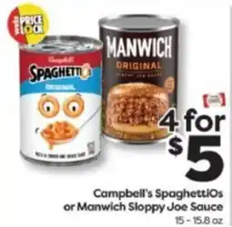 Weis Markets Campbell's SpaghettiOs or Manwich Sloppy Joe Sauce offer
