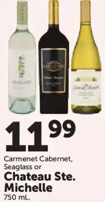 Food City Carmenet Cabernet, Seaglass or Chateau Ste. Michelle offer
